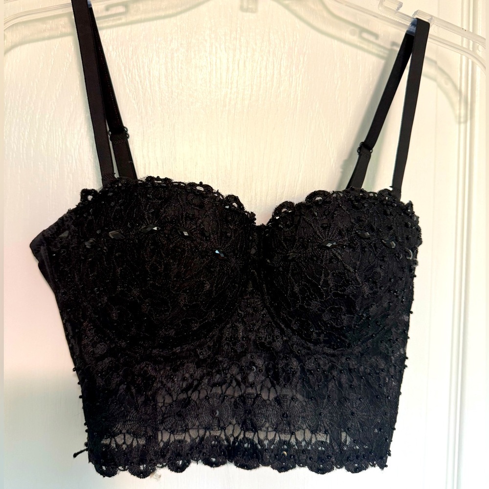 WINDSOR black corset top with rhinestones